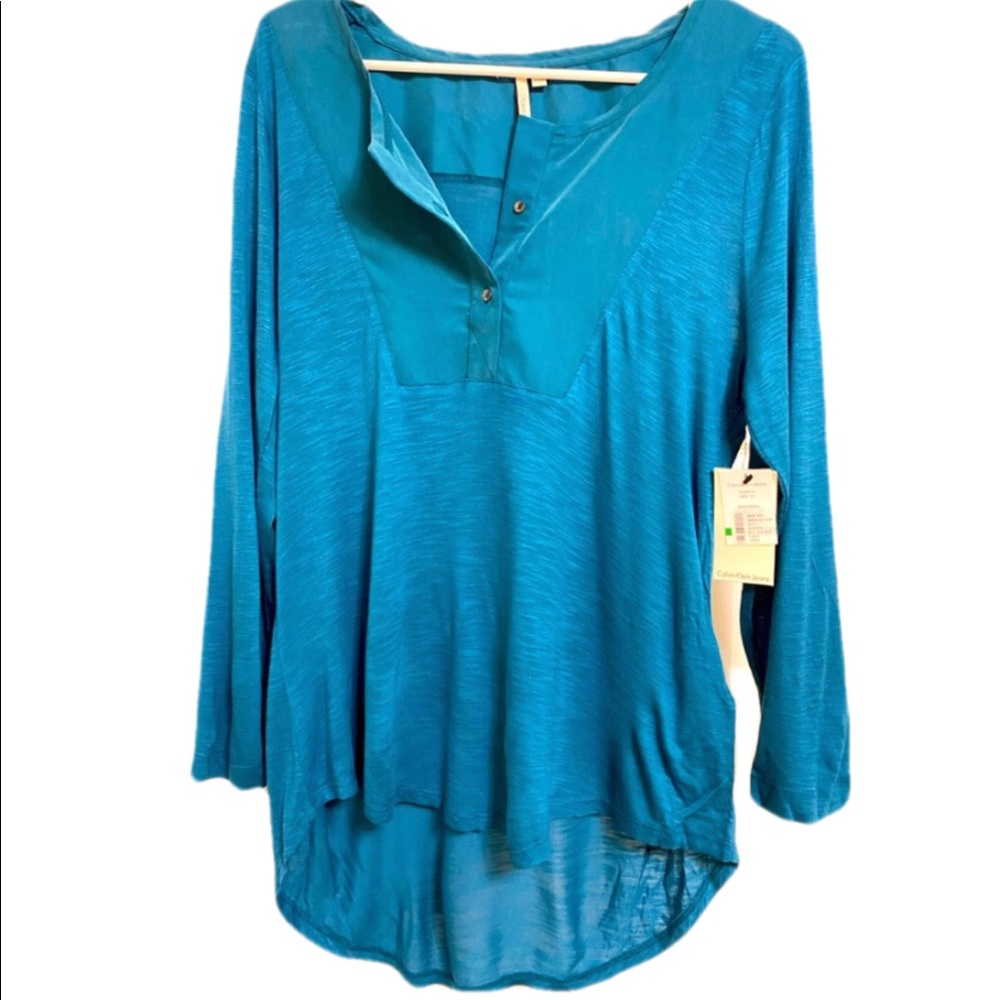 Calvin Klein Teal Green knit top large NWT